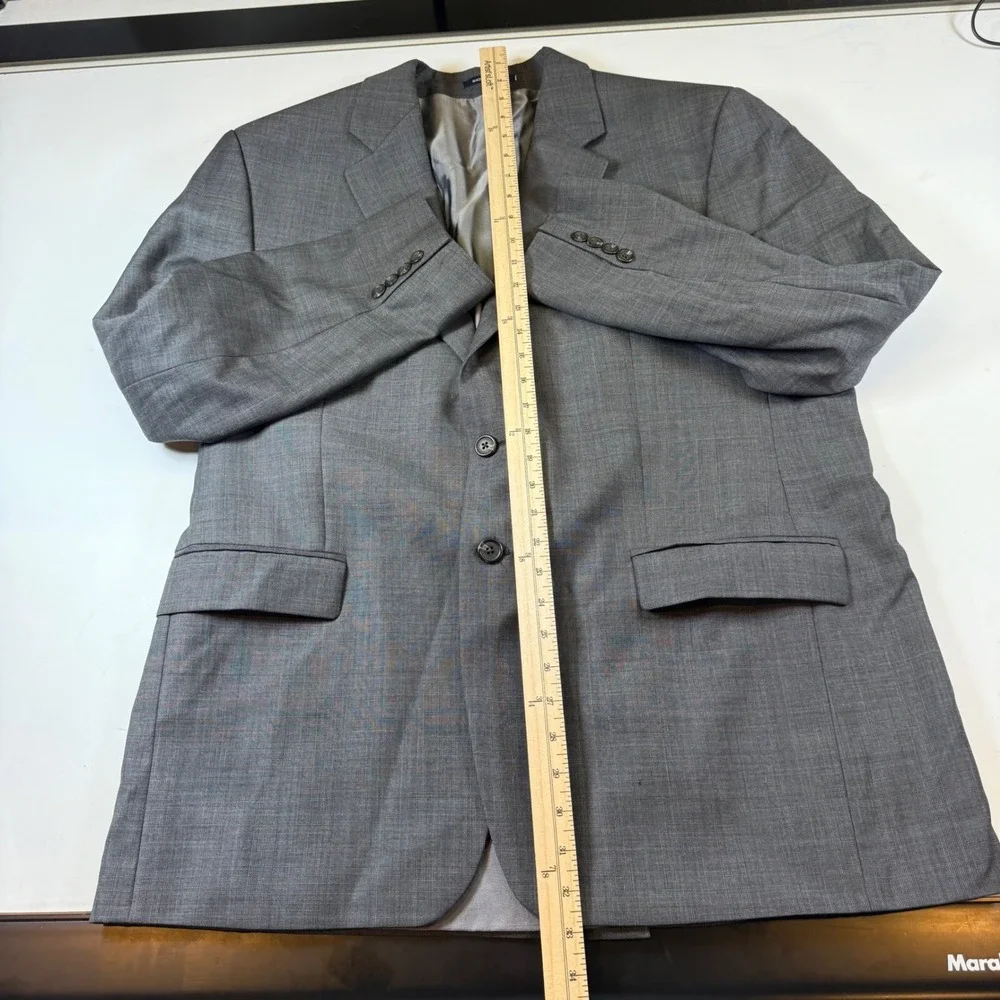 RALPH LAUREN 100% Wool 2-Button Blazer Suit Jacket Gray Glen Check Size 44R‎